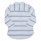 COLUMBIA 1/2 Button Turn Up Sleeve Womens Shirt Blue Striped 3/4 Sleeve M