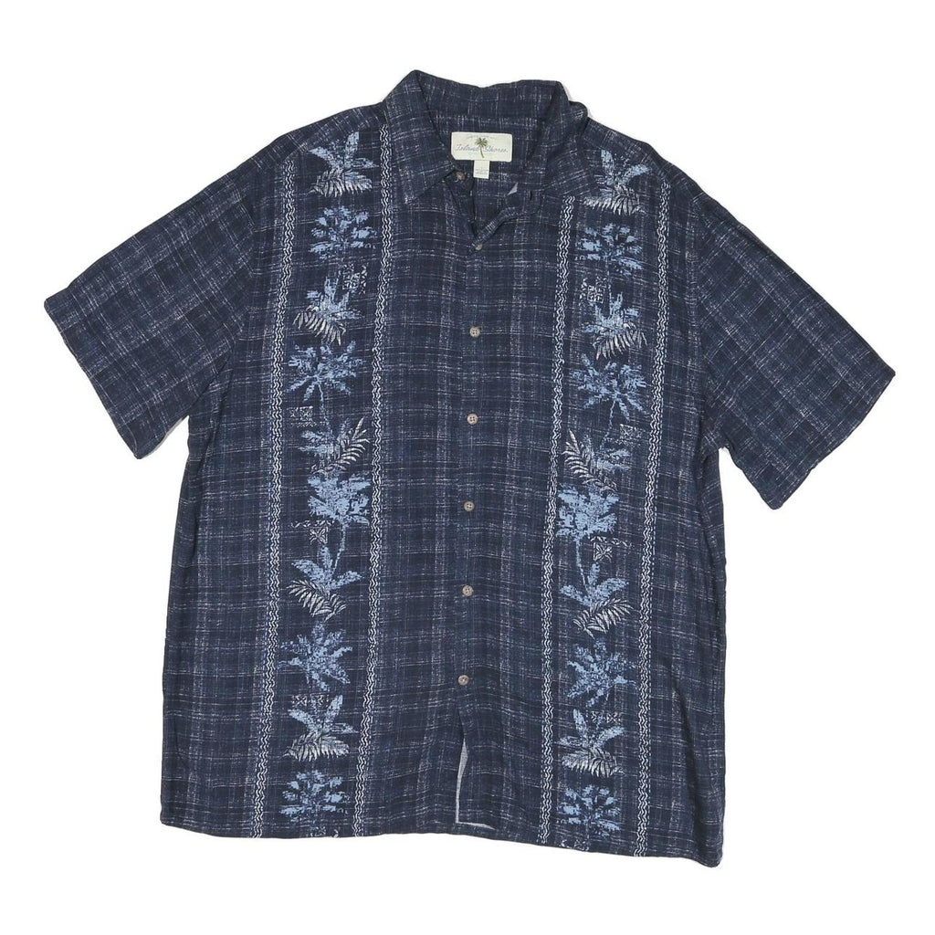 ISLAND SHORES Mens Blue Rayon XL Hawaiian Shirt Floral Pattern Relaxed