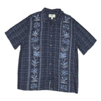 ISLAND SHORES Mens Blue Rayon XL Hawaiian Shirt Floral Pattern Relaxed