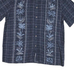 ISLAND SHORES Mens Blue Rayon XL Hawaiian Shirt Floral Pattern Relaxed