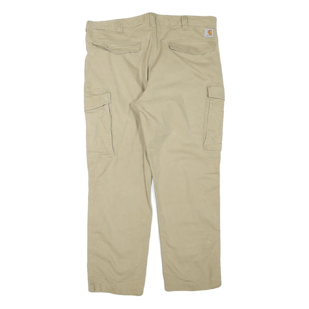 CARHARTT Mens Relaxed Fit Beige Cargo Trousers W40 L30 Cotton Blend Zip