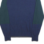 TOMMY HILFIGER Mens Blue & Green Patterned Wool Jumper Crew Neck Basic Knit S
