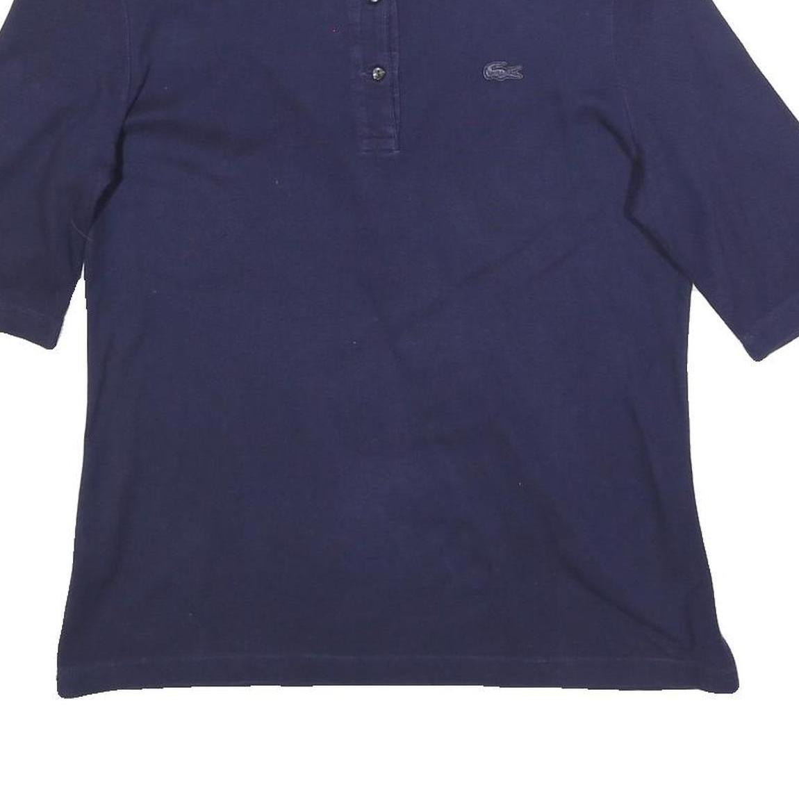LACOSTE Womens Navy Blue Short Sleeve Plain Polo Shirt L Cotton Blend Casual
