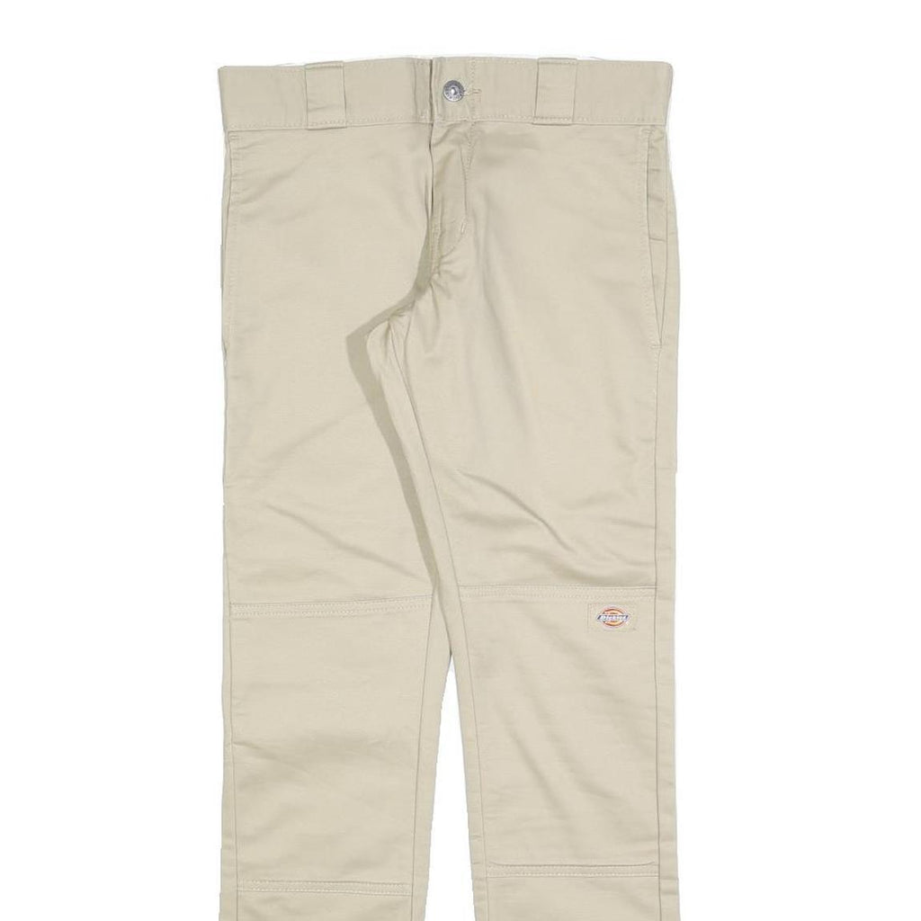 DICKIES Mens Slim Beige Cotton Blend Trousers W28 L30 Workwear Zip Closure