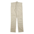 DICKIES Mens Slim Beige Cotton Blend Trousers W28 L30 Workwear Zip Closure