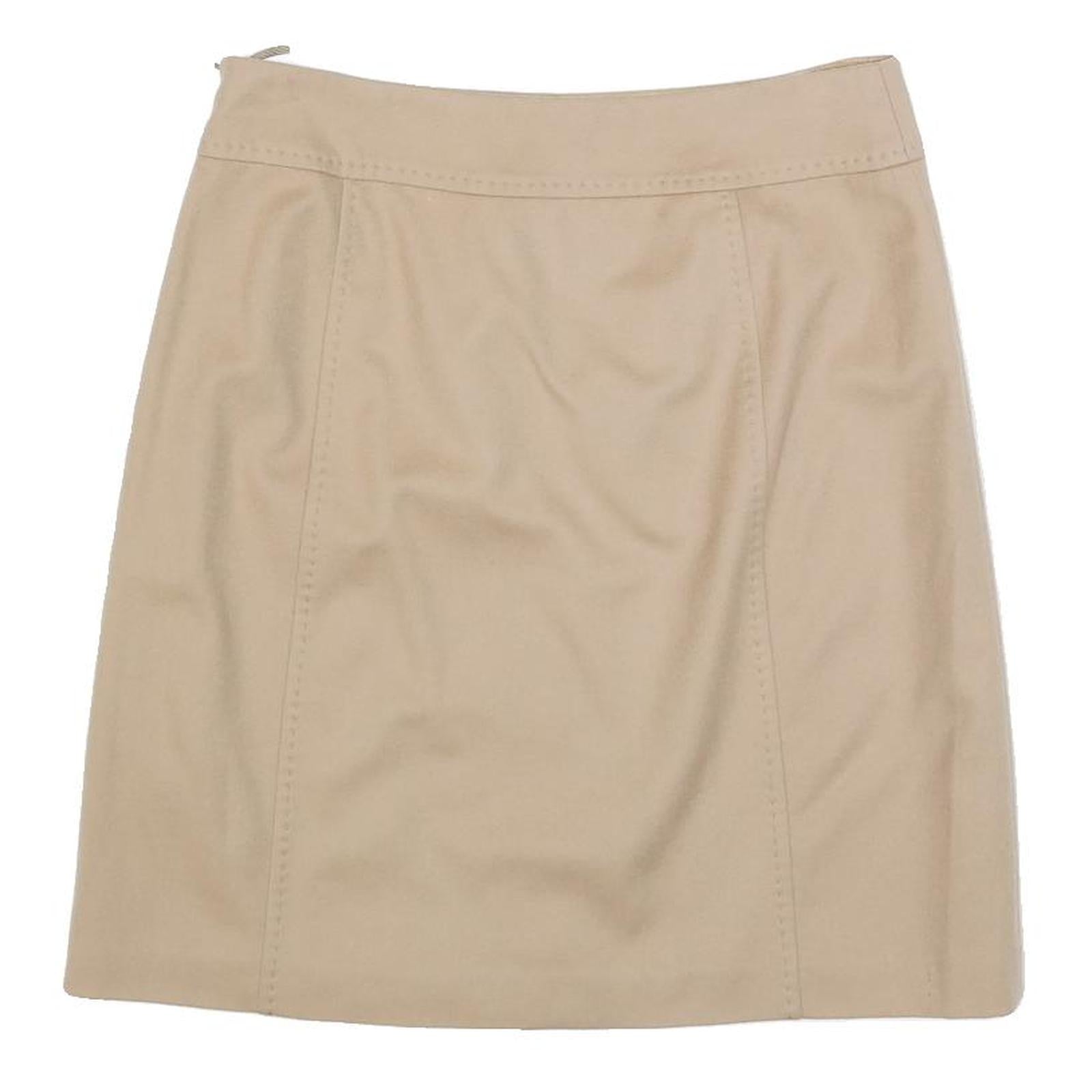 WEEKEND MAX MARA Womens Beige Mini Woven Plain Skirt M Classic Style