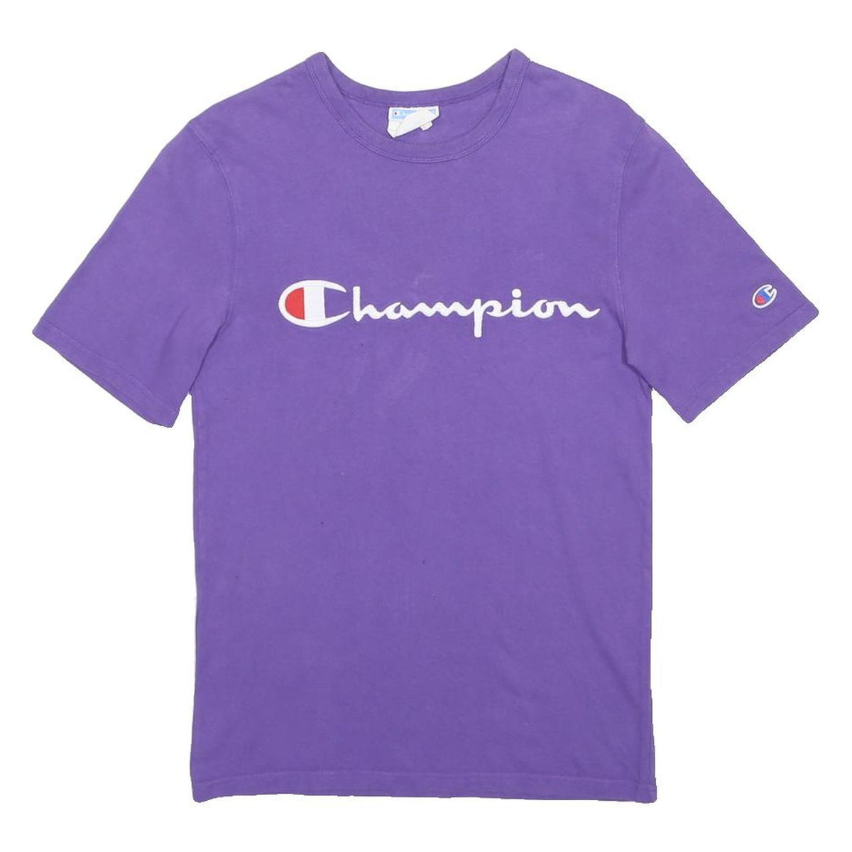 CHAMPION Womens Purple Graphic T-Shirt S Short Sleeve Round Neck Cotton Blend