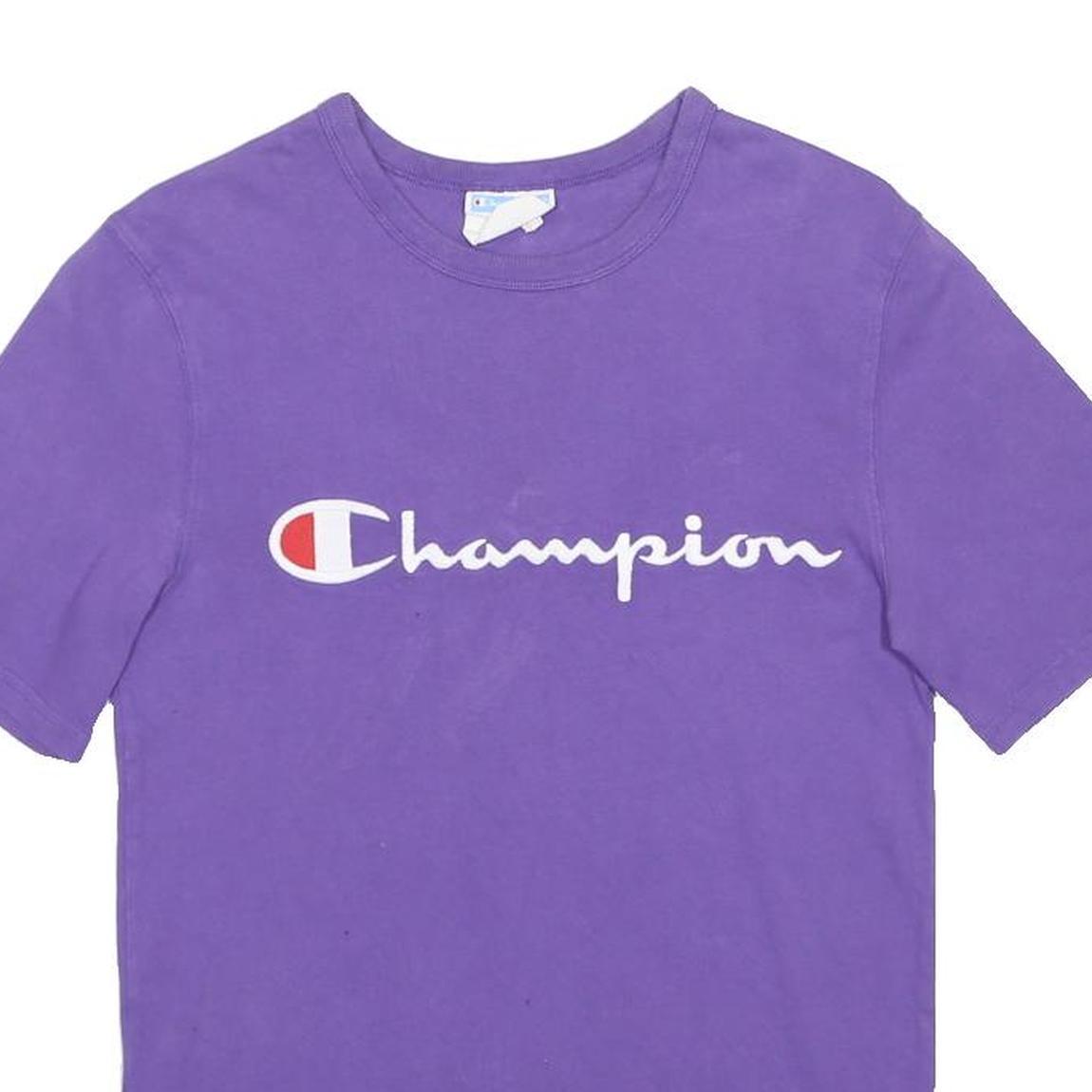CHAMPION Womens Purple Graphic T-Shirt S Short Sleeve Round Neck Cotton Blend