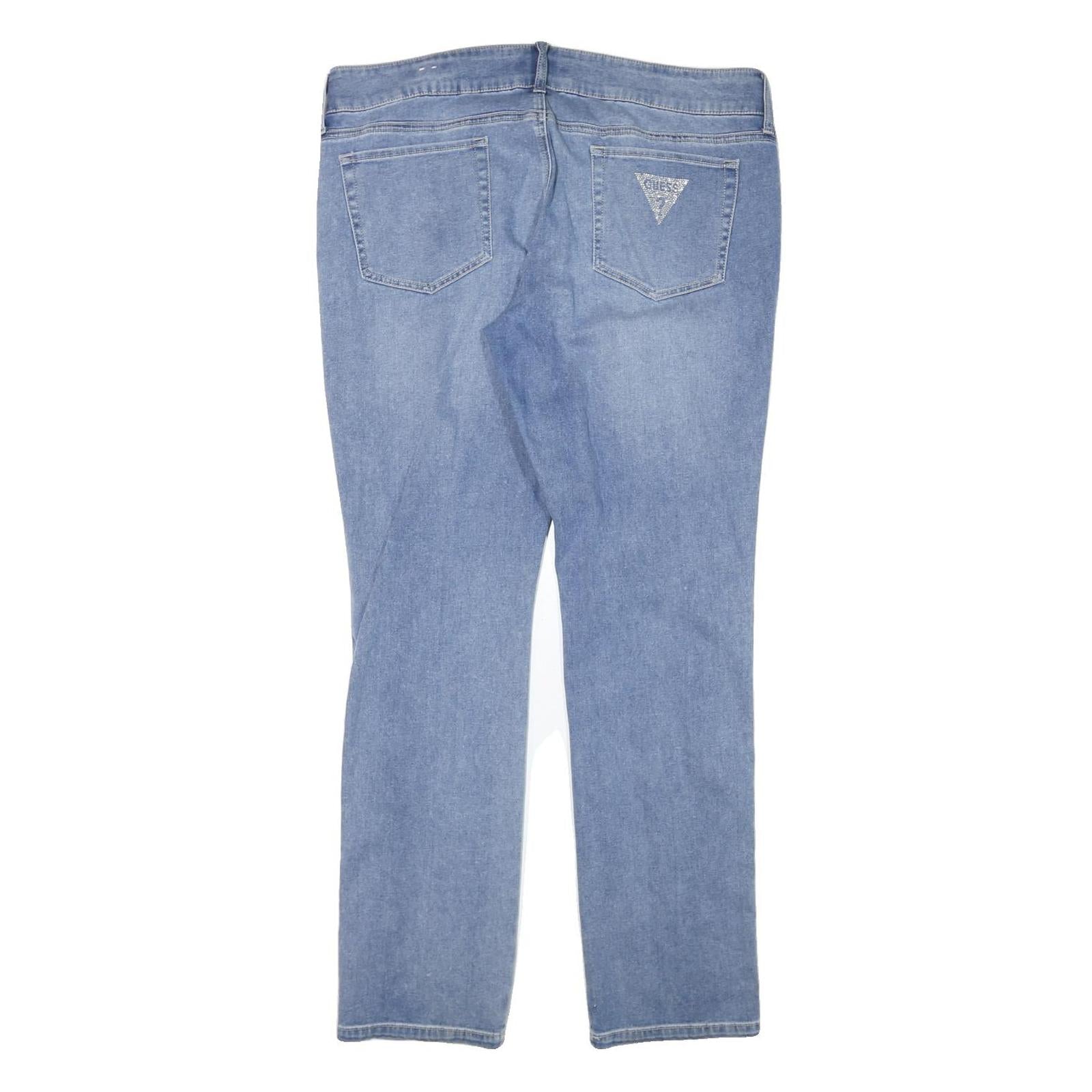 GUESS Womens Jeans Blue Slim Straight Denim Light W38 L31 Stylish Comfort