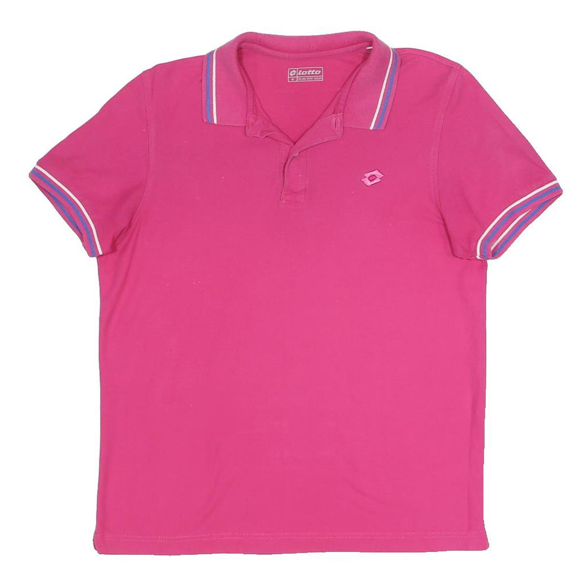 LOTTO Mens Pink Short Sleeve Plain Polo Shirt M Cotton Blend Casual
