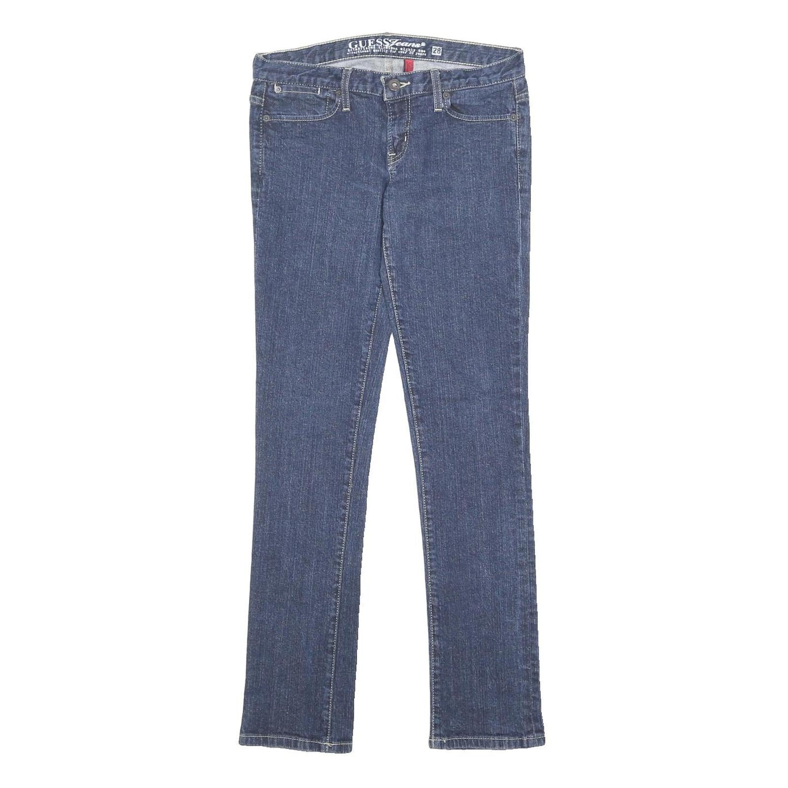 GUESS Womens Regular Blue Denim Cotton Jeans W28 L31 Classic Fit Button Closure