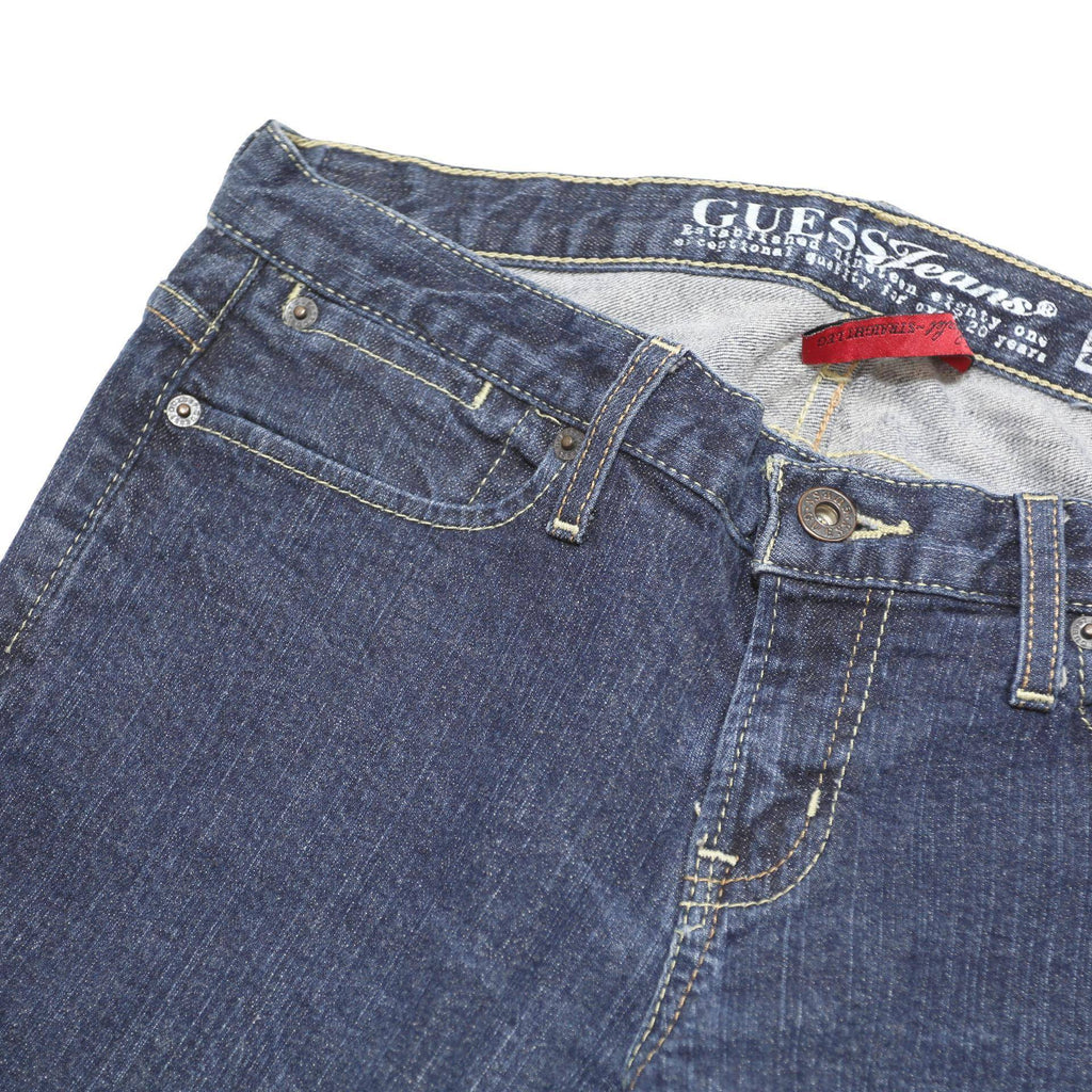 GUESS Womens Regular Blue Denim Cotton Jeans W28 L31 Classic Fit Button Closure