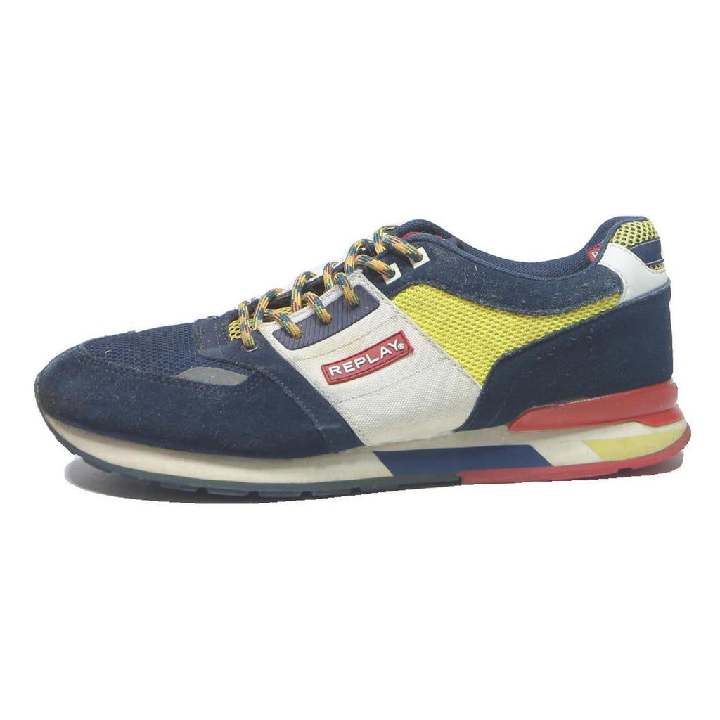 REPLAY Womens Low Top Synthetic Navy Blue White & Yellow Trainers UK 10 Casual