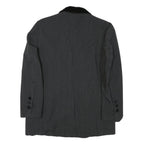 VIP Womens Grey & Black Button Jacket S Acetate Plain Classic Tailored Elegant