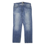 GUESS Mens Jeans Blue Regular Straight Denim Medium W34 L30 Casual Zip