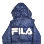 FILA Womens Navy Blue Puffer Jacket XXS Polyester Blend Zip Hooded Casual