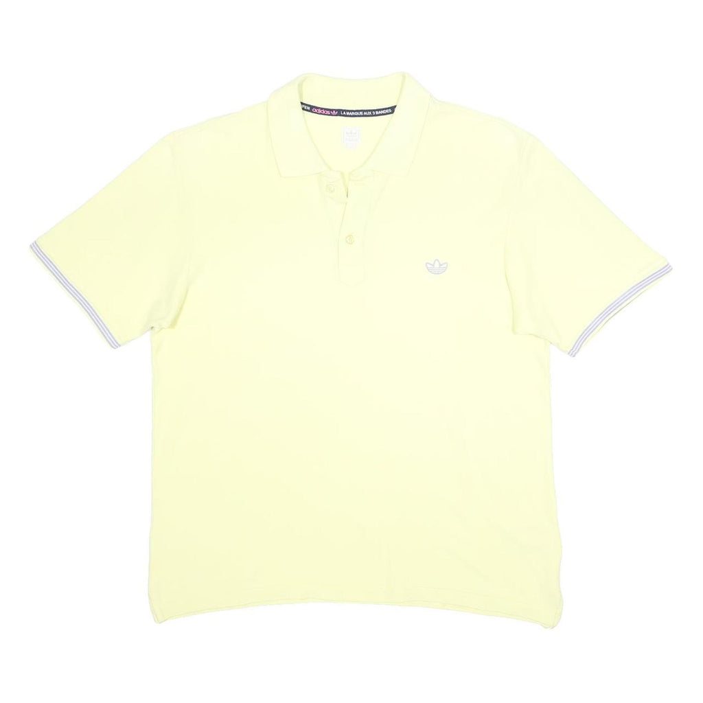 ADIDAS Womens Yellow Cotton Short Sleeve Plain L Casual Sport Polo Shirt