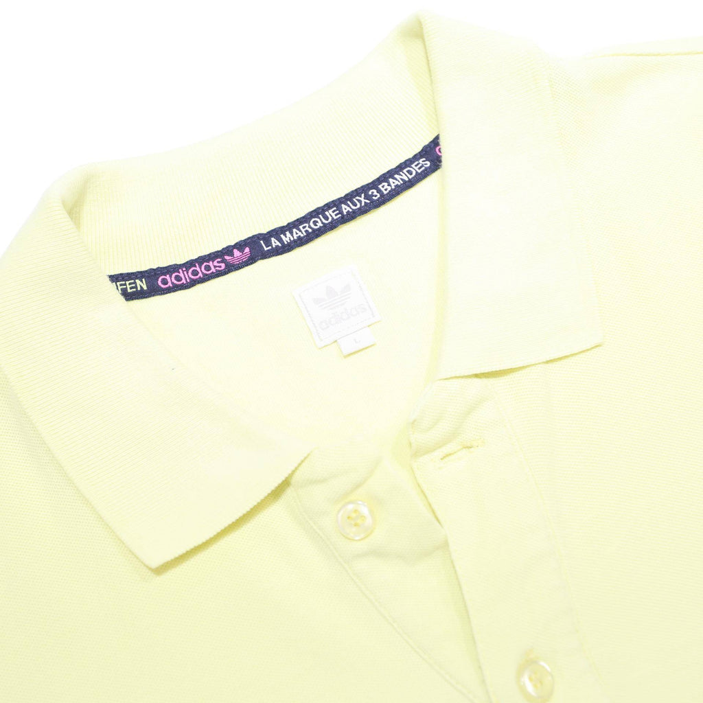 ADIDAS Womens Yellow Cotton Short Sleeve Plain L Casual Sport Polo Shirt
