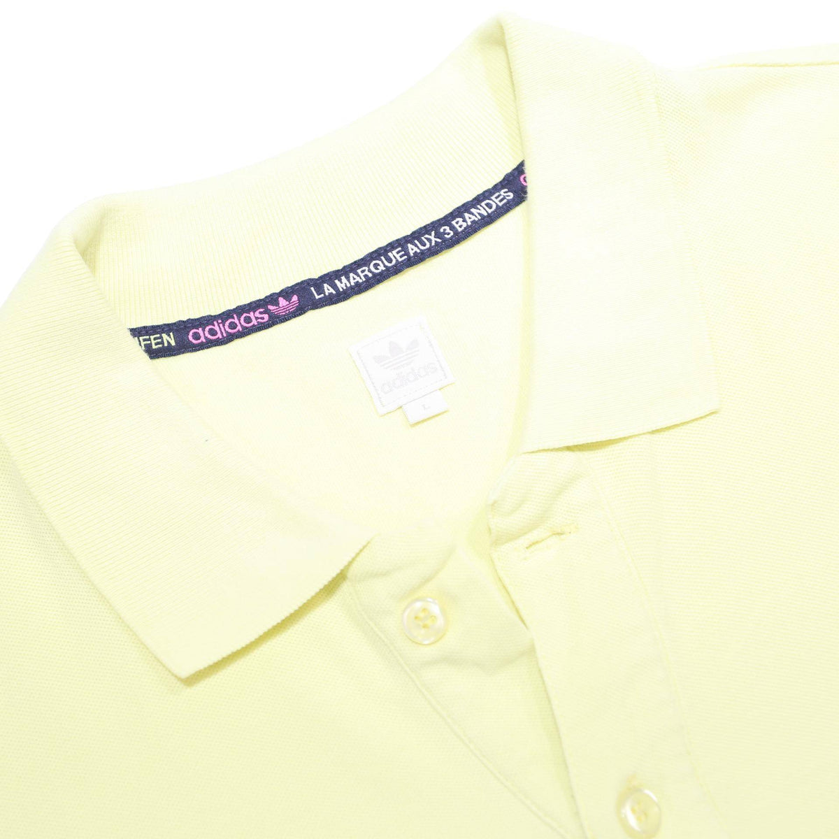 ADIDAS Womens Yellow Cotton Short Sleeve Plain L Casual Sport Polo Shirt