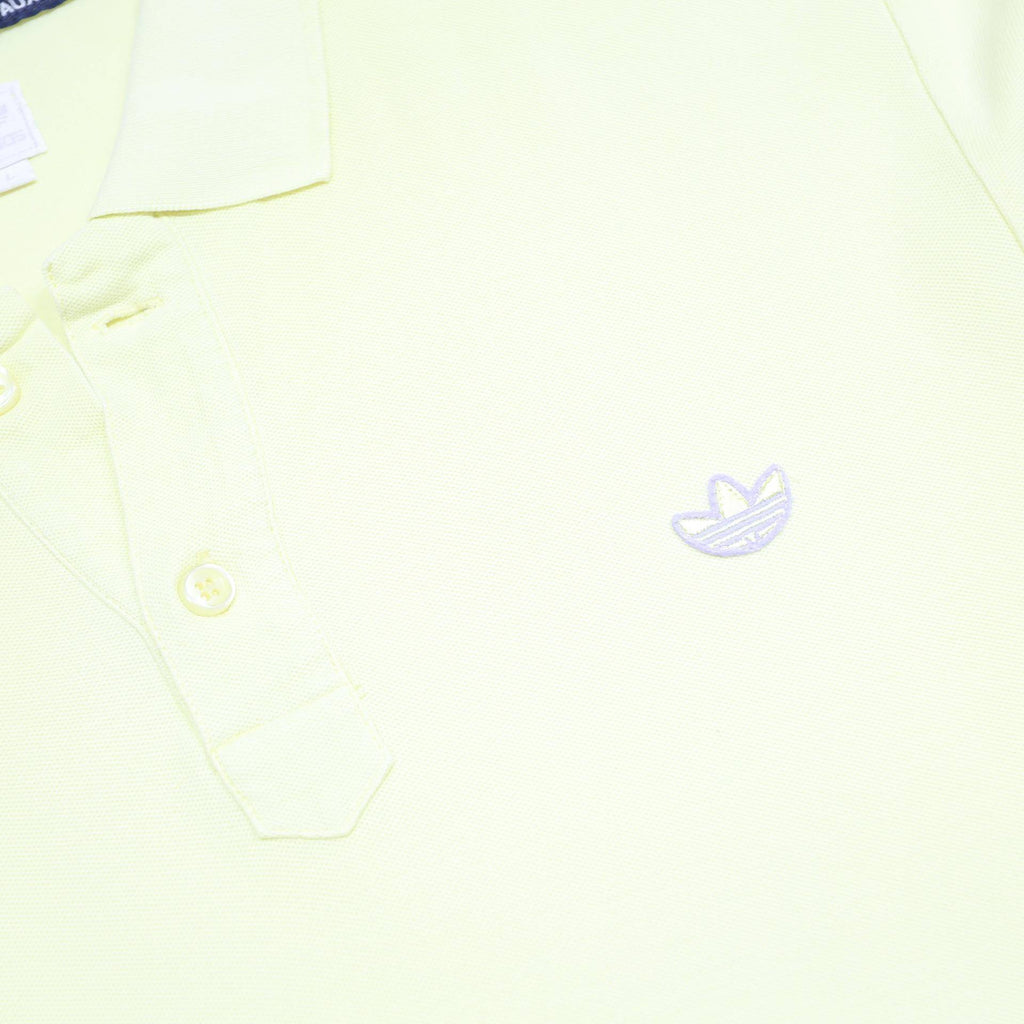 ADIDAS Womens Yellow Cotton Short Sleeve Plain L Casual Sport Polo Shirt