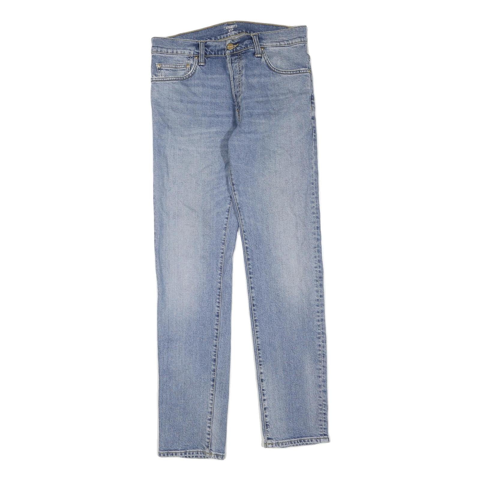 CARHARTT Mens Regular Fit Blue Denim Jeans W30 L32 Casual Cotton Blend Zip