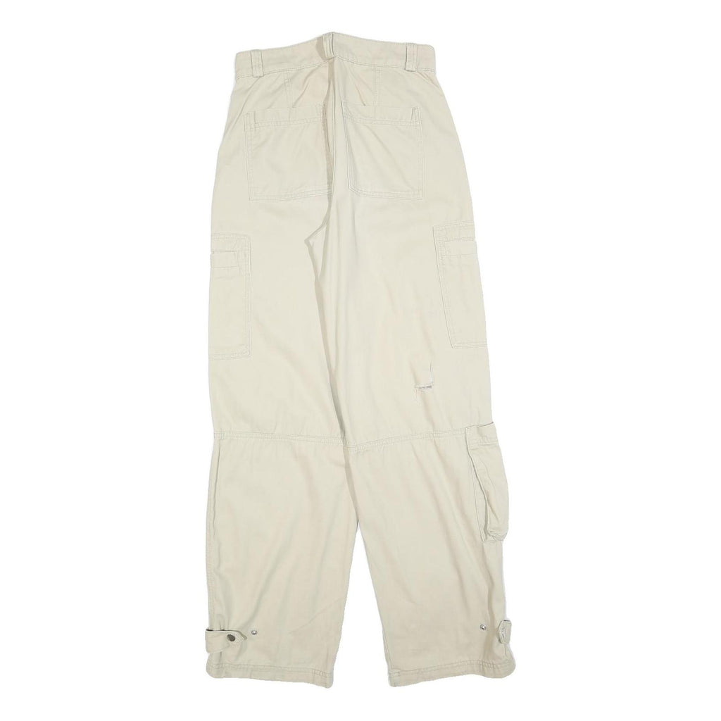 H&M Womens Cotton Blend Beige Regular Fit Straight Leg Trousers W26 L30 Casual