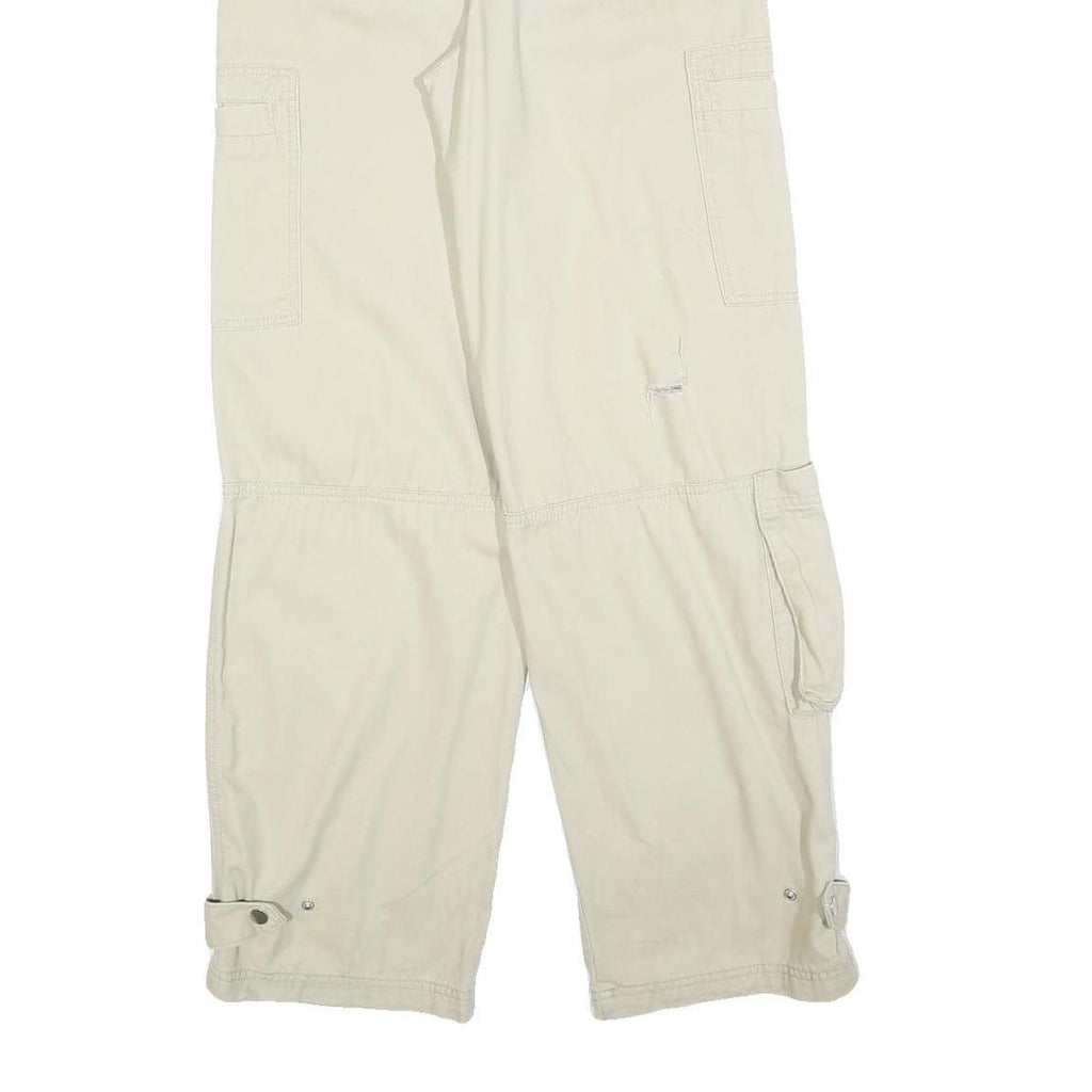 H&M Womens Cotton Blend Beige Regular Fit Straight Leg Trousers W26 L30 Casual