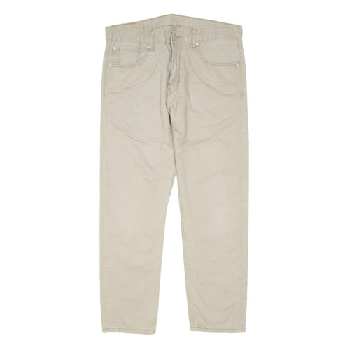 LEVI'S Mens Cotton Blend Beige Regular Straight Trousers W34 L27 Casual Classic
