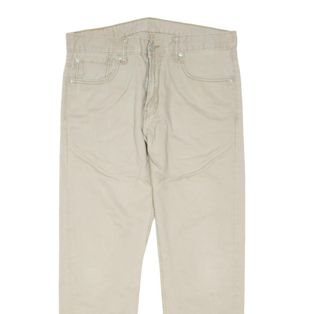LEVI'S Mens Cotton Blend Beige Regular Straight Trousers W34 L27 Casual Classic