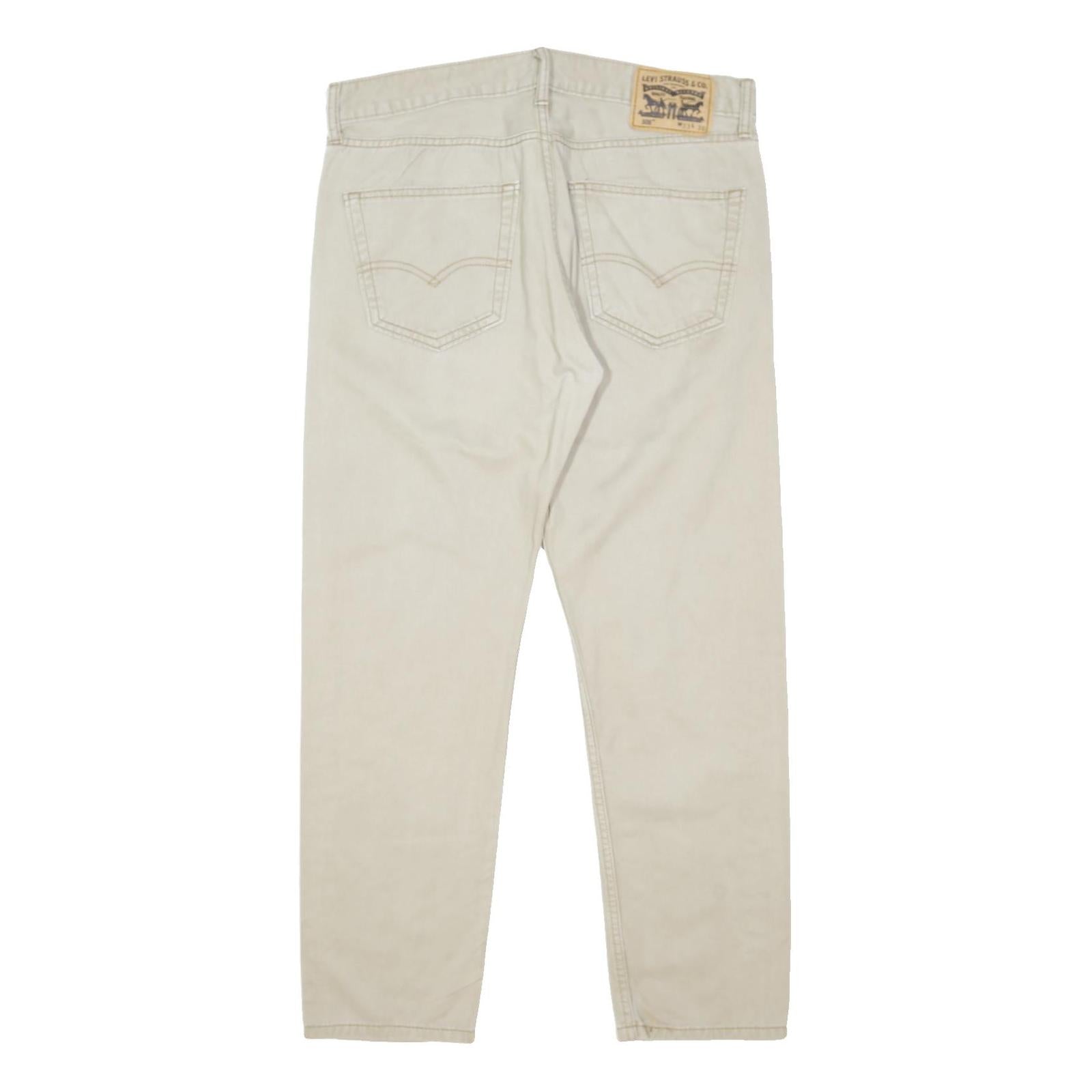 LEVI'S Mens Cotton Blend Beige Regular Straight Trousers W34 L27 Casual Classic