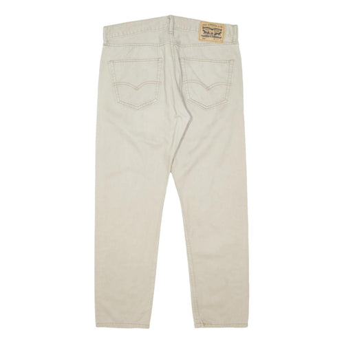 LEVI'S Mens Cotton Blend Beige Regular Straight Trousers W34 L27 Casual Classic