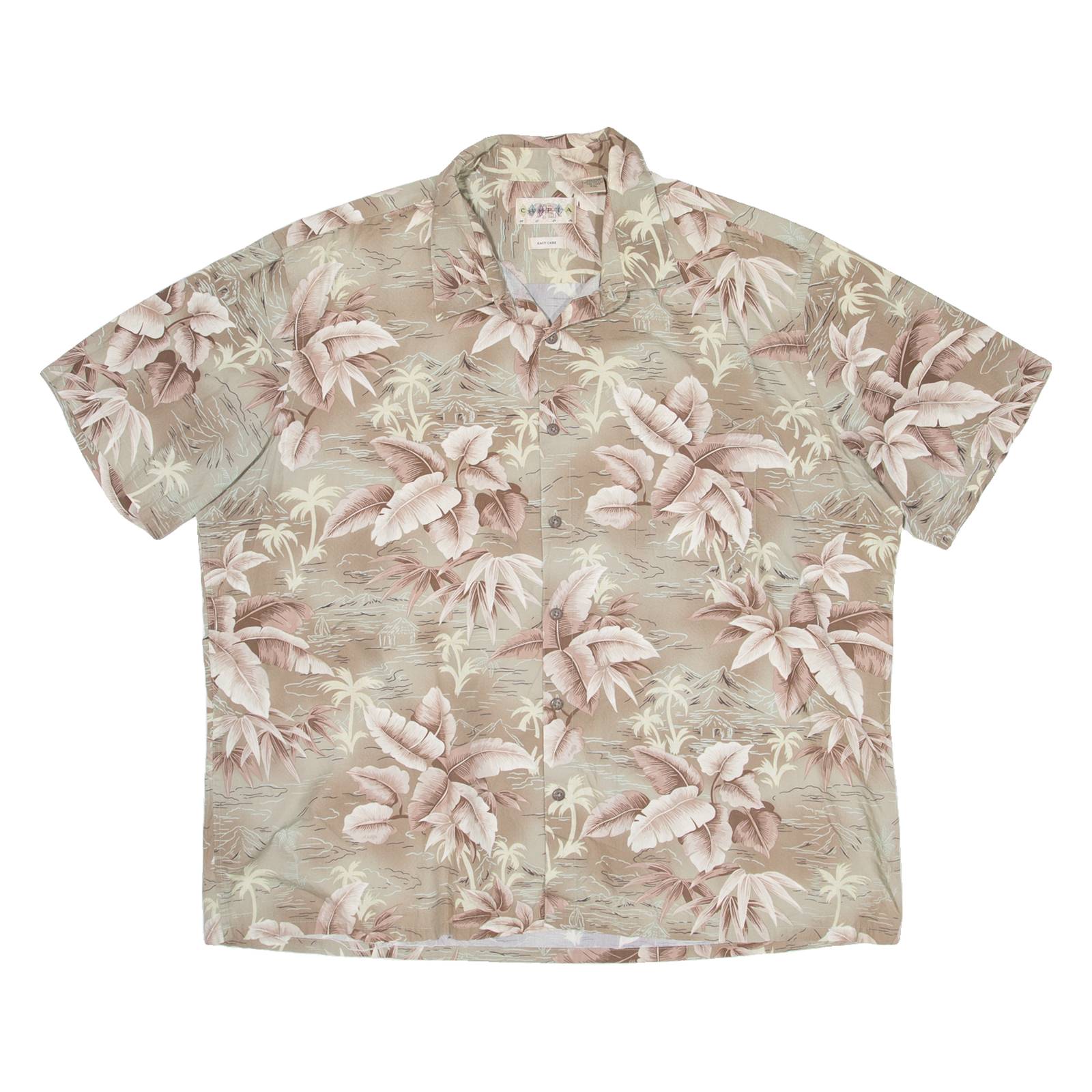 CAMPIA Mens Hawaiian Shirt Beige Floral 2XL