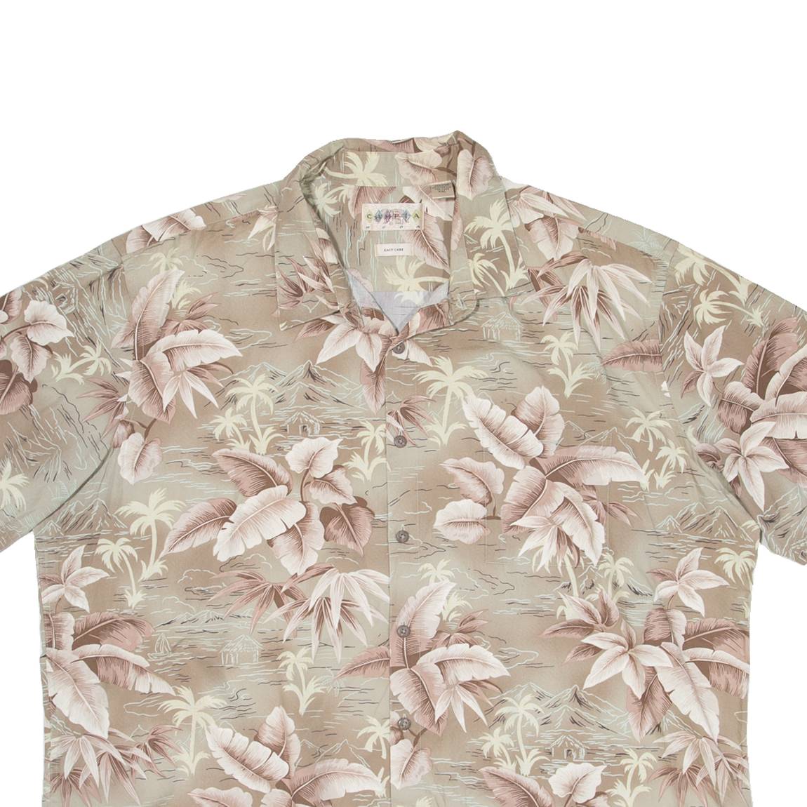 CAMPIA Mens Hawaiian Shirt Beige Floral 2XL