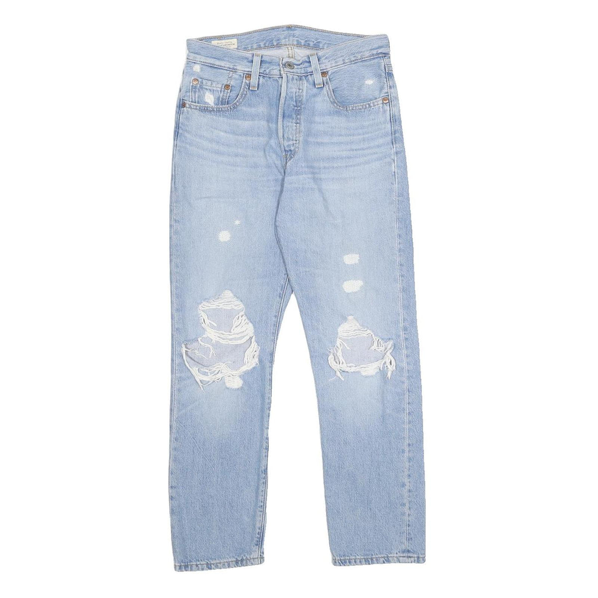 LEVI'S 501 Womens Light Blue Regular Straight Denim Stone Wash W25 L26 Classic