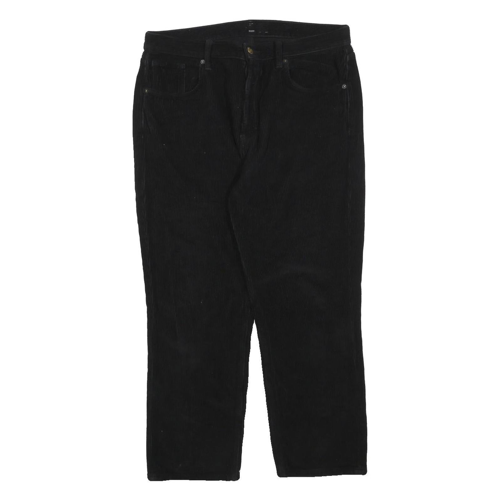 Womens Black Cotton Blend Regular Fit Straight Leg Trousers W34 L24 Comfortable