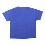 CHAMPION Mens Blue Graphic T-Shirt L Short Sleeve Crew Neck Logo Print Cotton