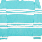 TOMMY HILFIGER Womens Blue & White Patterned V-Neck Basic Knit Jumper L Cotton