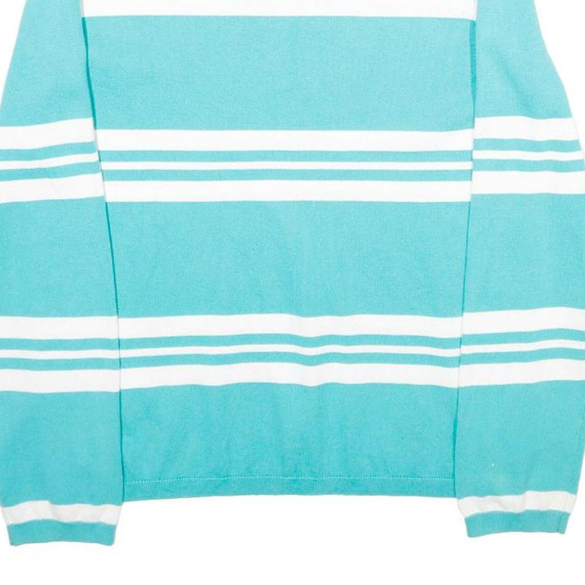 TOMMY HILFIGER Womens Blue & White Patterned V-Neck Basic Knit Jumper L Cotton