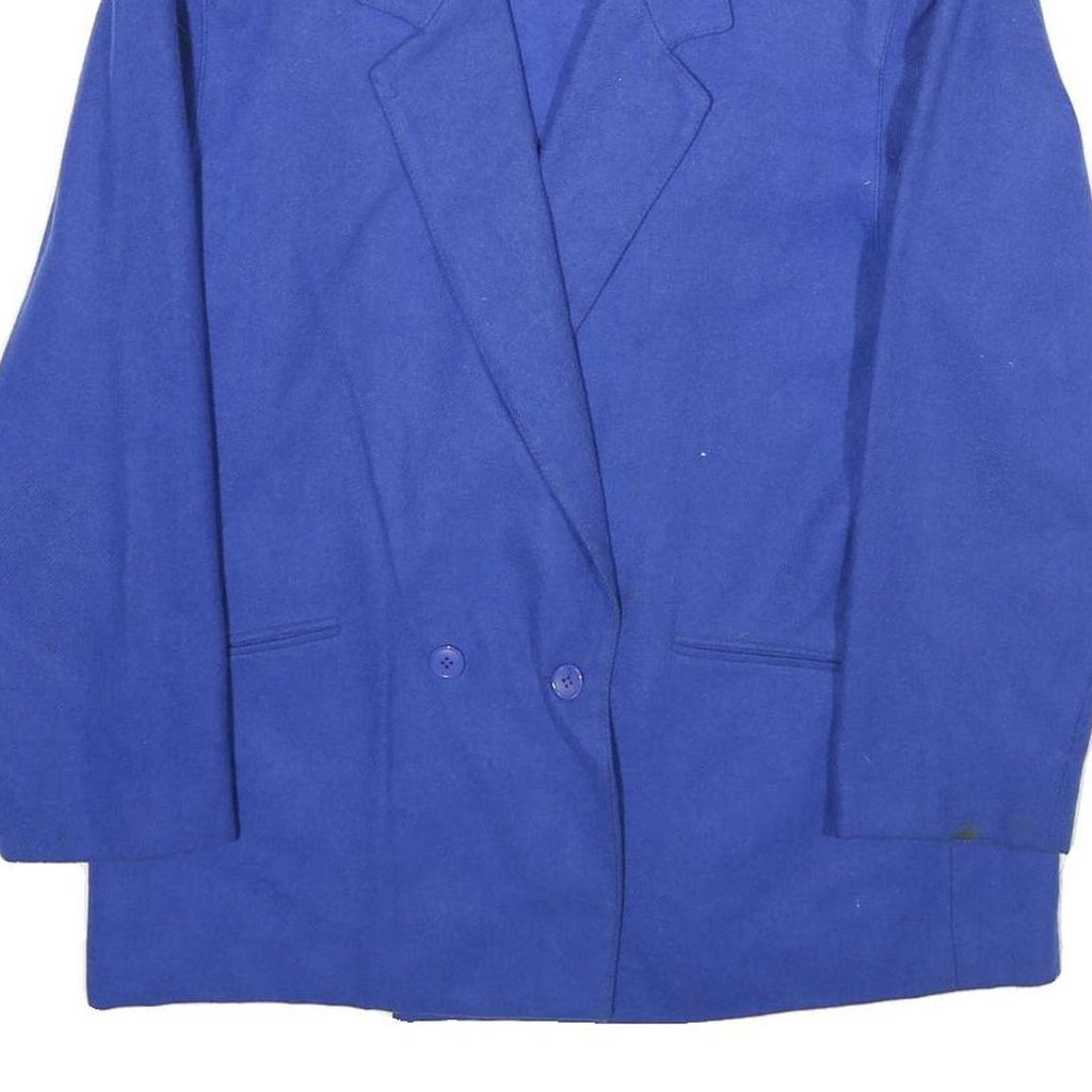 SUMMIT SPORTSWEAR Womens Blue Wool Blend Jacket UK 14 Button Plain Classic