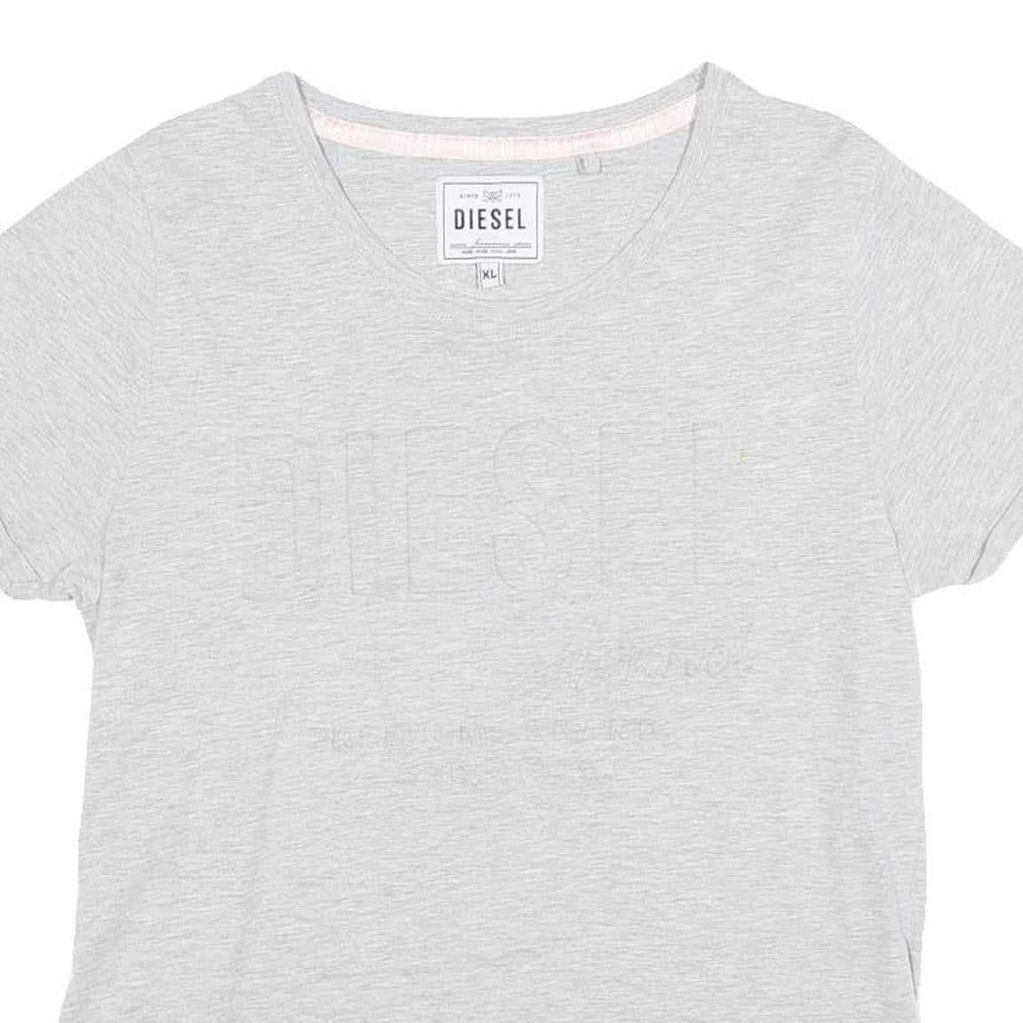 DIESEL Womens Grey XL Casual T-Shirt Short Sleeve Crew Neck Cotton Blend