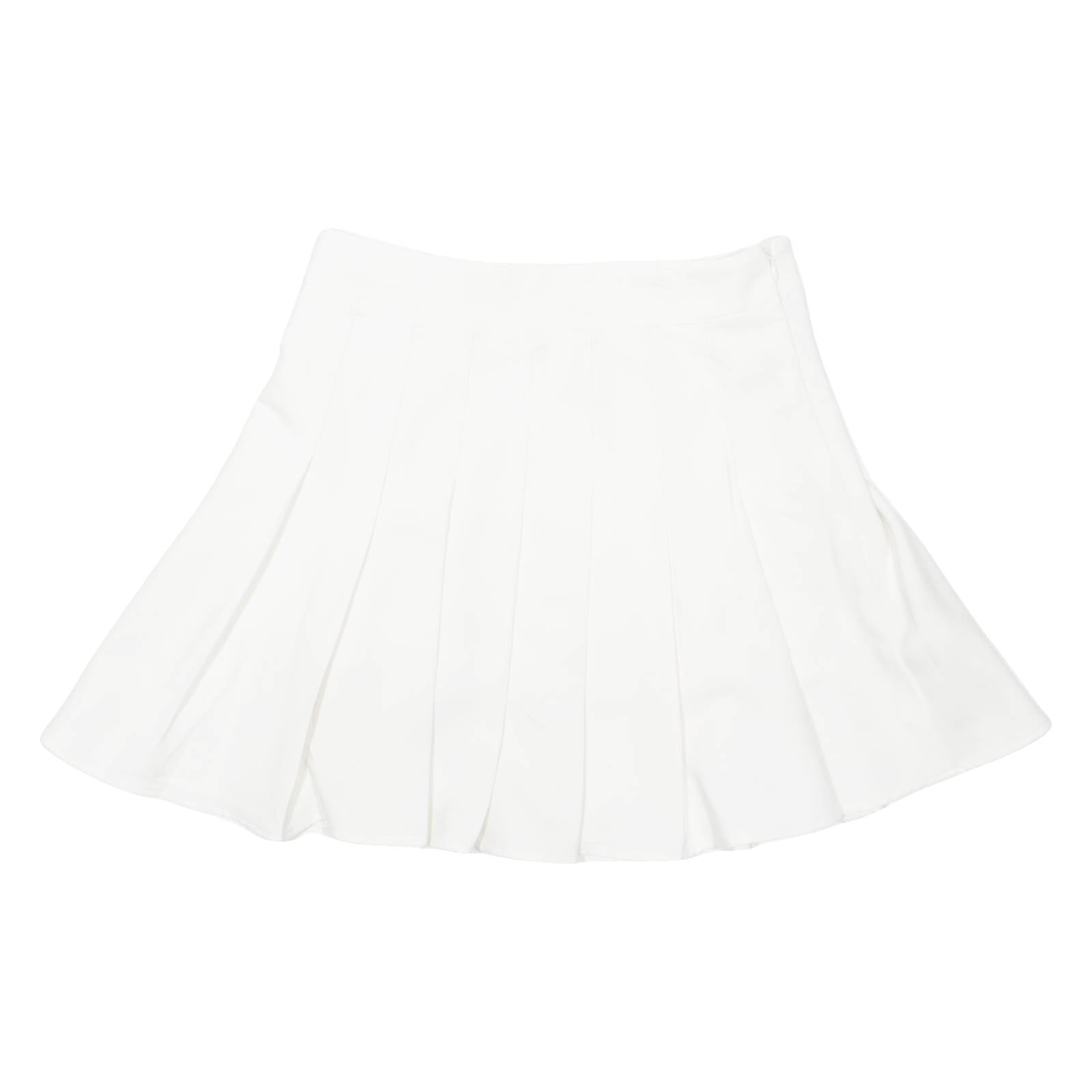 Womens Pleated Skirt White Short XS
