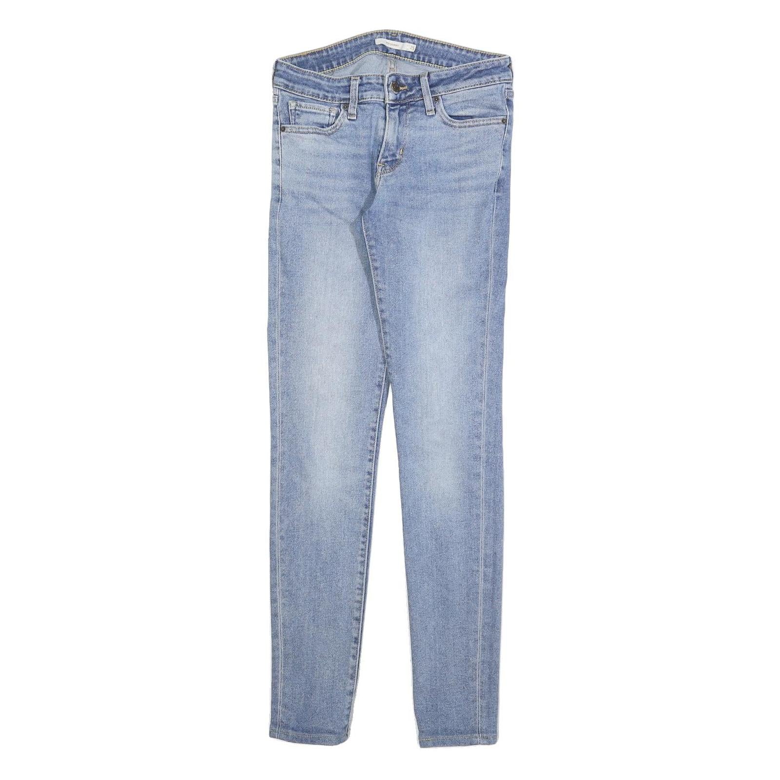 LEVI'S 711 Womens Slim Blue Denim Light W25 L32 Skinny Jeans Zip Cotton Blend
