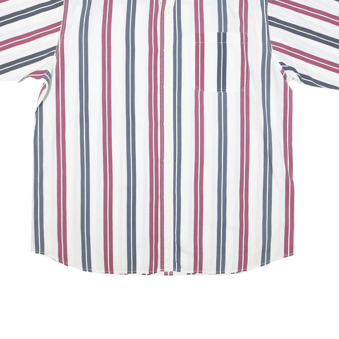 ASH CREEK Mens White & Red & Blue Striped Shirt XL Cotton Blend Casual Button Up