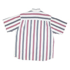 ASH CREEK Mens White & Red & Blue Striped Shirt XL Cotton Blend Casual Button Up