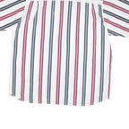ASH CREEK Mens White & Red & Blue Striped Shirt XL Cotton Blend Casual Button Up