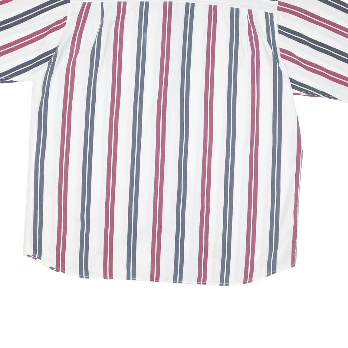 ASH CREEK Mens White & Red & Blue Striped Shirt XL Cotton Blend Casual Button Up