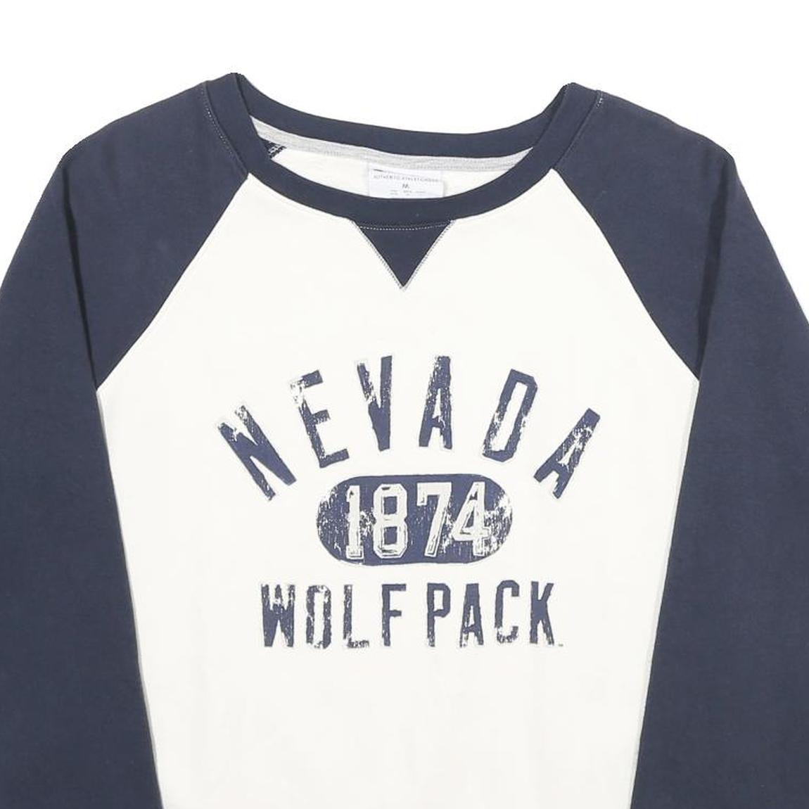 CHAMPION Womens Navy & White Nevada 1874 Wolf Pack Crew Neck M Sweatshirt