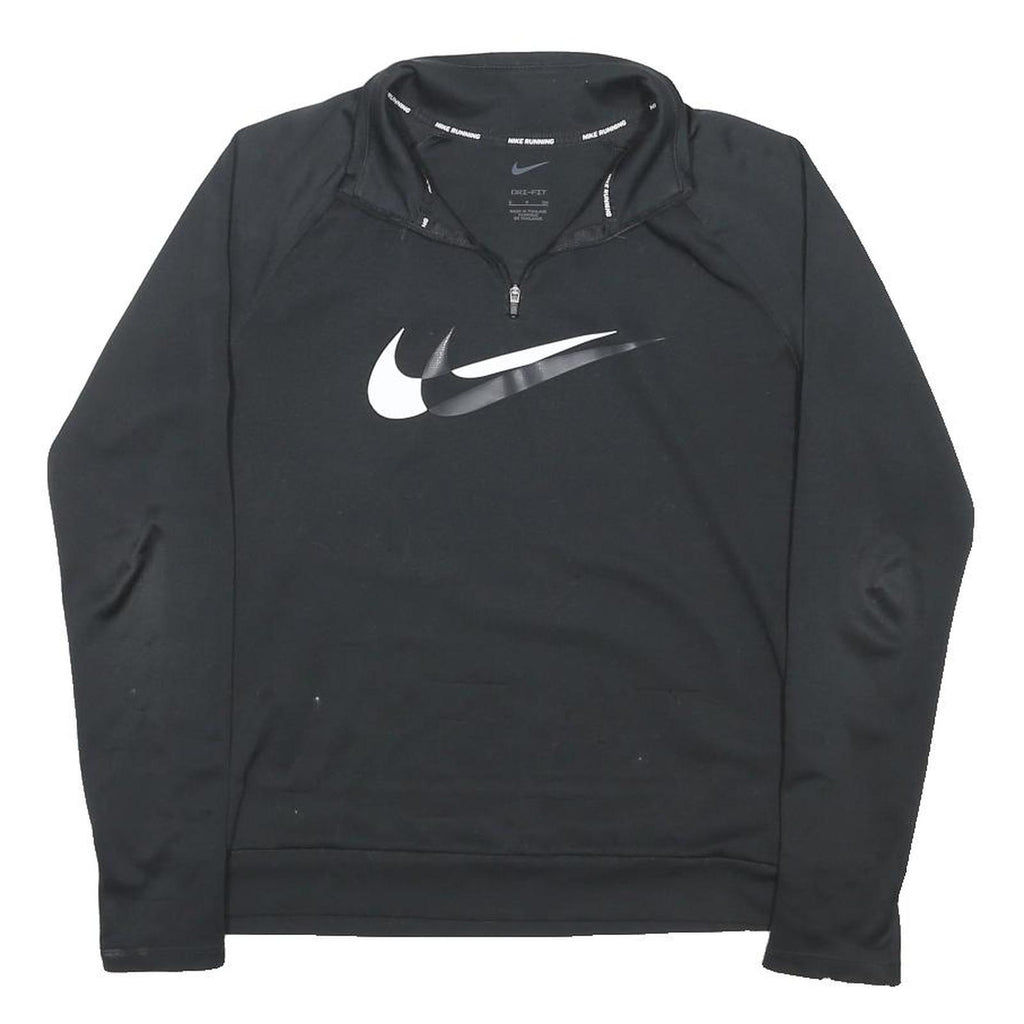 NIKE RUNNING Womens Black Quarter Zip S Sport Logo Sweatshirt Top