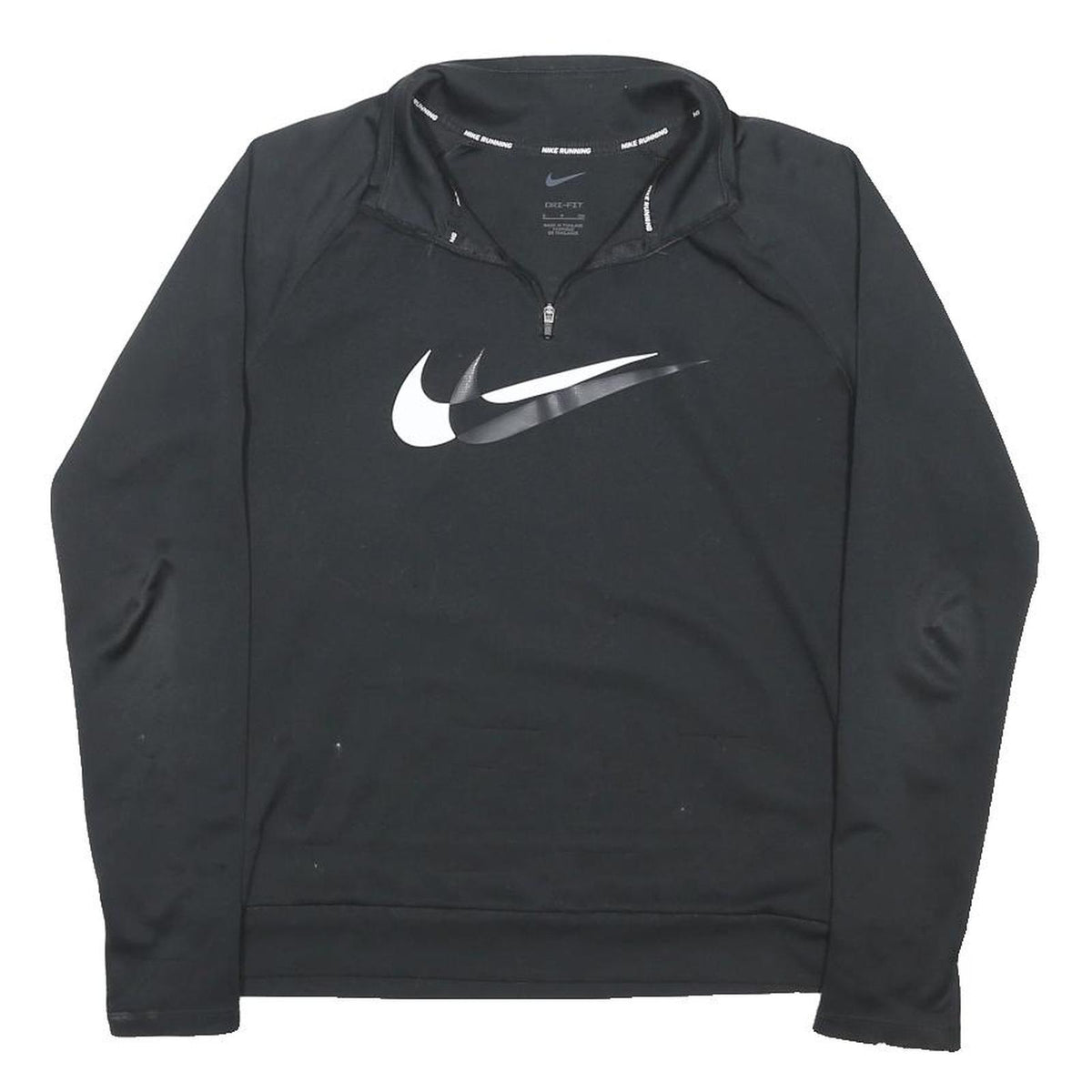 NIKE RUNNING Womens Black Quarter Zip S Sport Logo Sweatshirt Top
