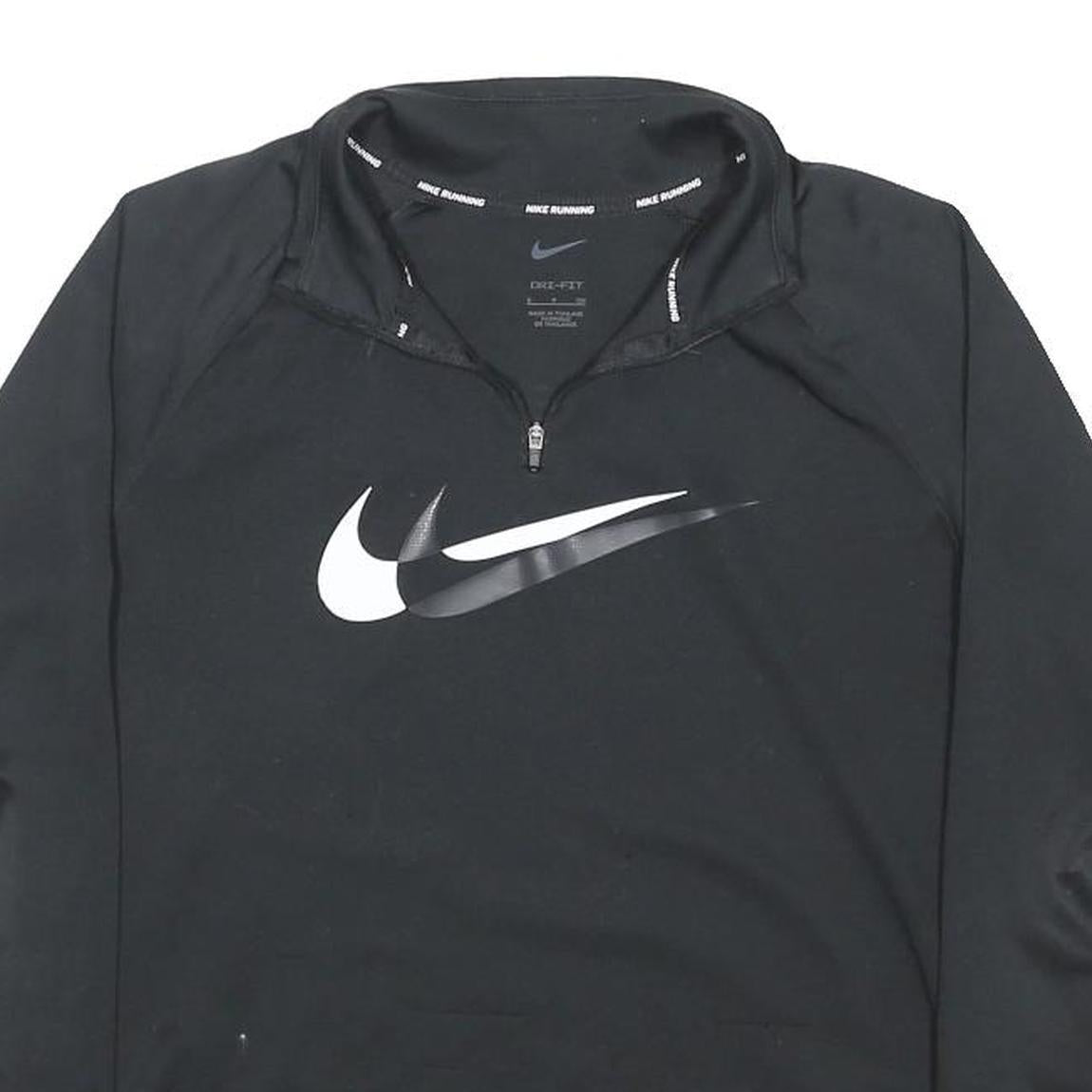 NIKE RUNNING Womens Black Quarter Zip S Sport Logo Sweatshirt Top